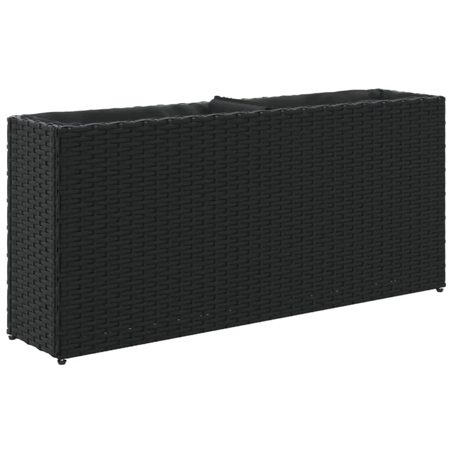 vidaXL Hochbeet mit 2 Fächern Schwarz 90x20x40 cm Poly Rattan 366407