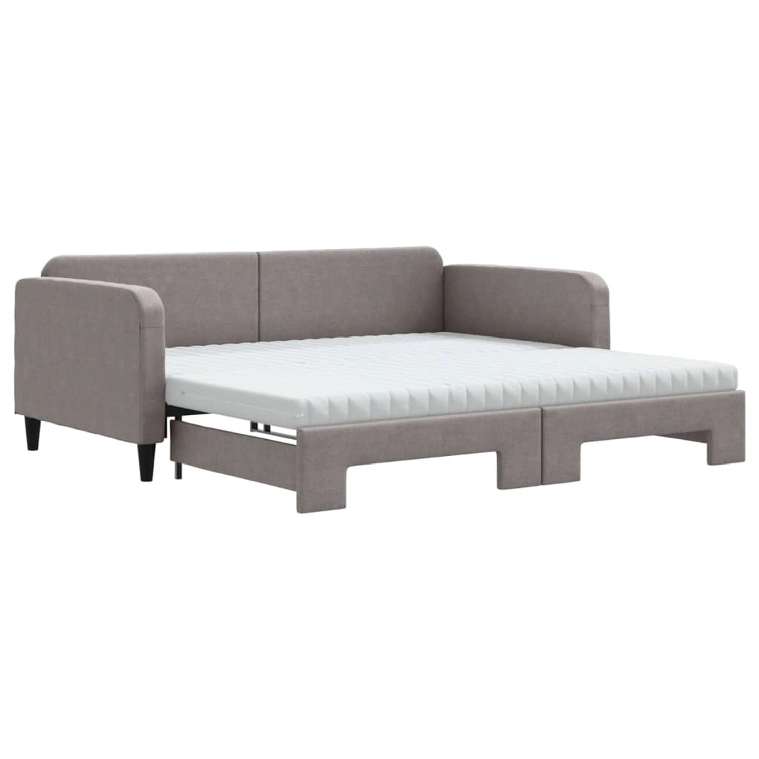 vidaXL Tagesbett Ausziehbar mit Matratzen Taupe 100x200 cm Stoff1881265