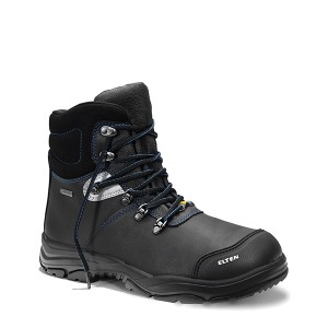 Schwarzer Elten Sicherheitsstiefel Mason Pro Gtx Mid ESD S3, Größe 44, aus Leder mit Gore-Tex.