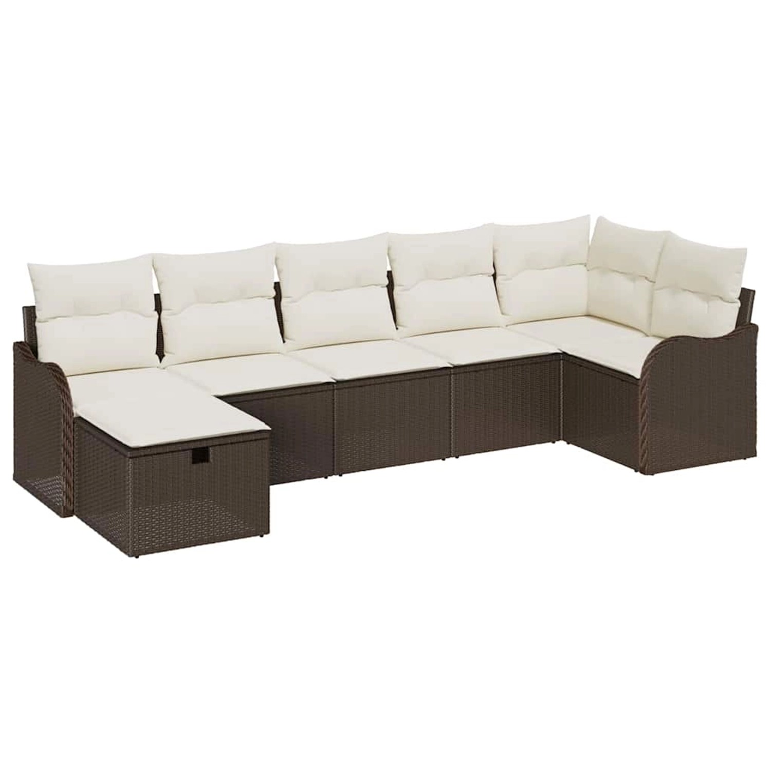 vidaXL Garten-Sofa-Set mit Kissen mit Speicher 7-Tlg Braun Poly Rattan 3360 günstig online kaufen