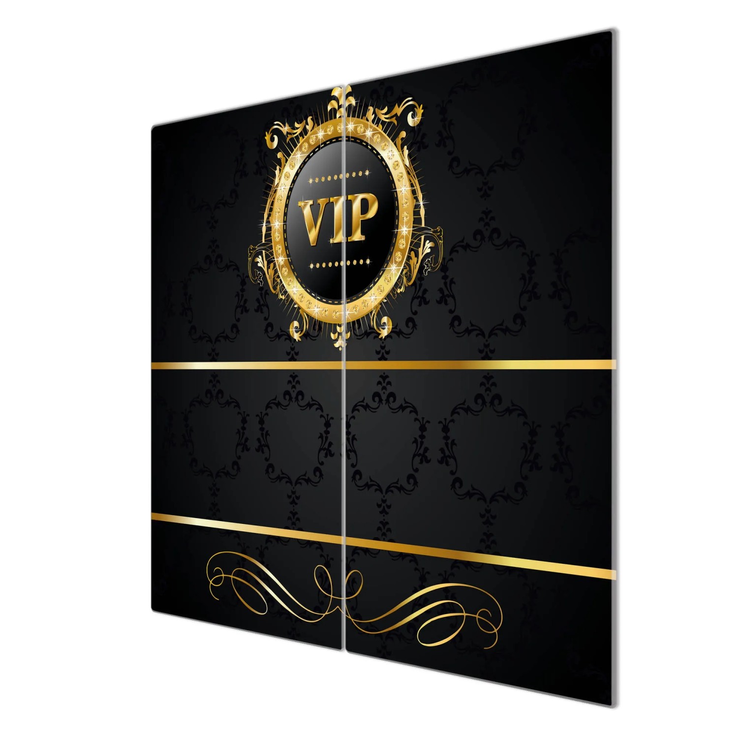 Banjado 2-teilige Herdabdeckplatte aus Glas, 30x52 cm, Motiv Vip, auch als Schneidebrett nutzbar.