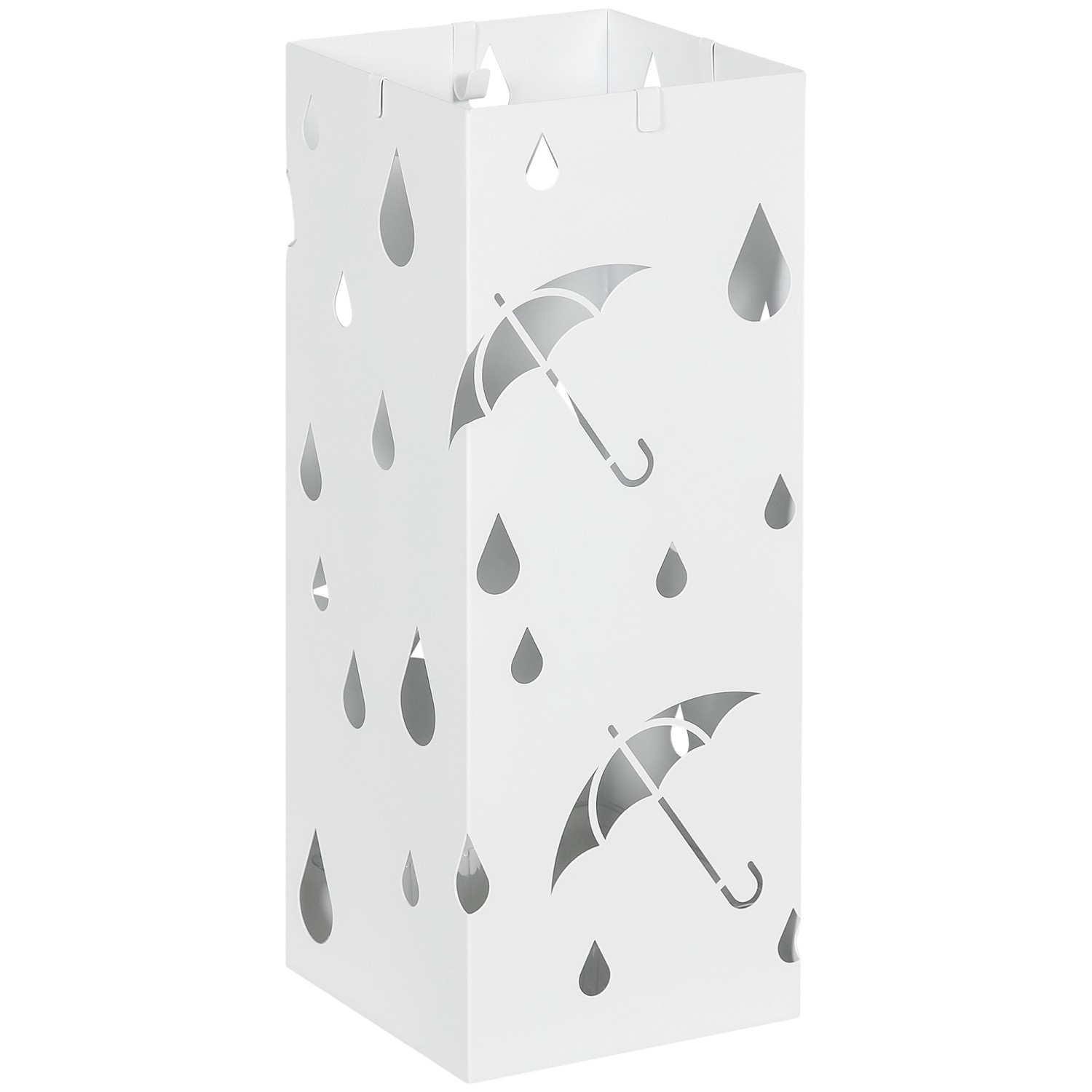 HOMCOM Regenschirmständer Schirmständer mit 4 Haken Wasserauffangschale Wei günstig online kaufen