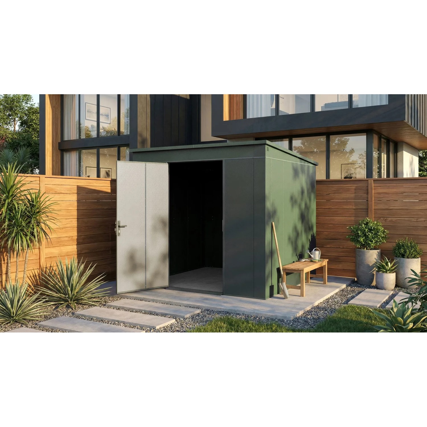Weka Metall-Gerätehaus Gary 242 cm x 248 cm Grün