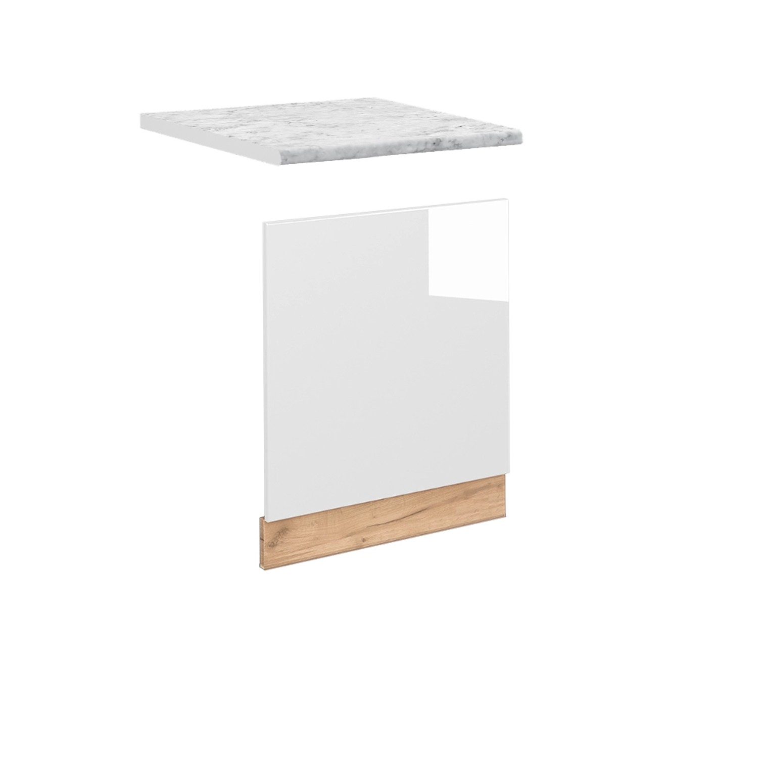 Vicco Frontblende Fame-Line Weiß Hochglanz/Goldkraft Eiche 60 cm AP Marmor