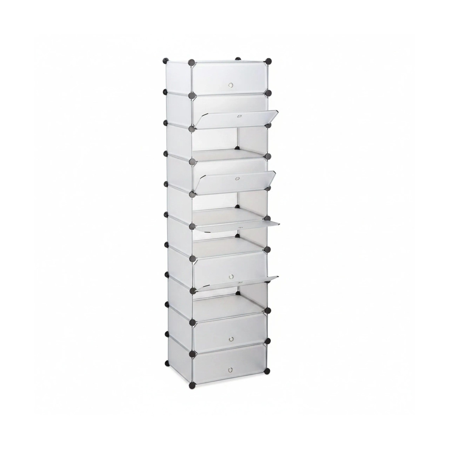 Relaxdays Schuhregal 10 Ebenen Kunststoff Metall Transparent Stecksystem 176 cm x 49 cm x 37 cm 7,8 kg