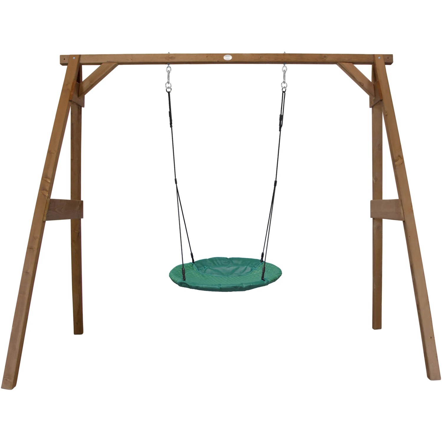 AXI Nestschaukel Summer Braun mit grünem Nest an Holzschaukel für Kinder.