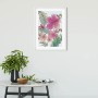 Komar Wandbild Ariel Flowers, 50x70 cm, mit Hibiskusblüten und Blättern im Rahmen.