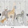 Art for the Home Fototapete Kids Jungle (280x300cm) mit Dschungeltieren wie Giraffe, Zebra und Elefant.
