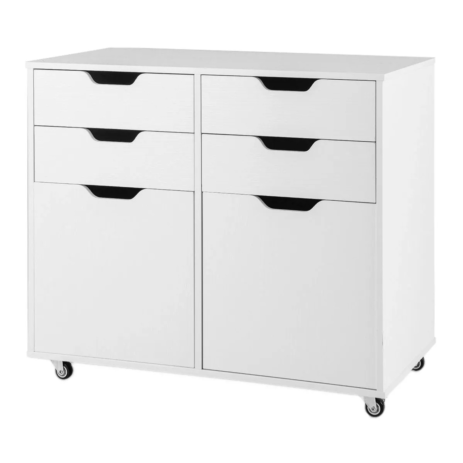 Costway Rollcontainer 4 Schubladen 2 Türen Weiß günstig online kaufen