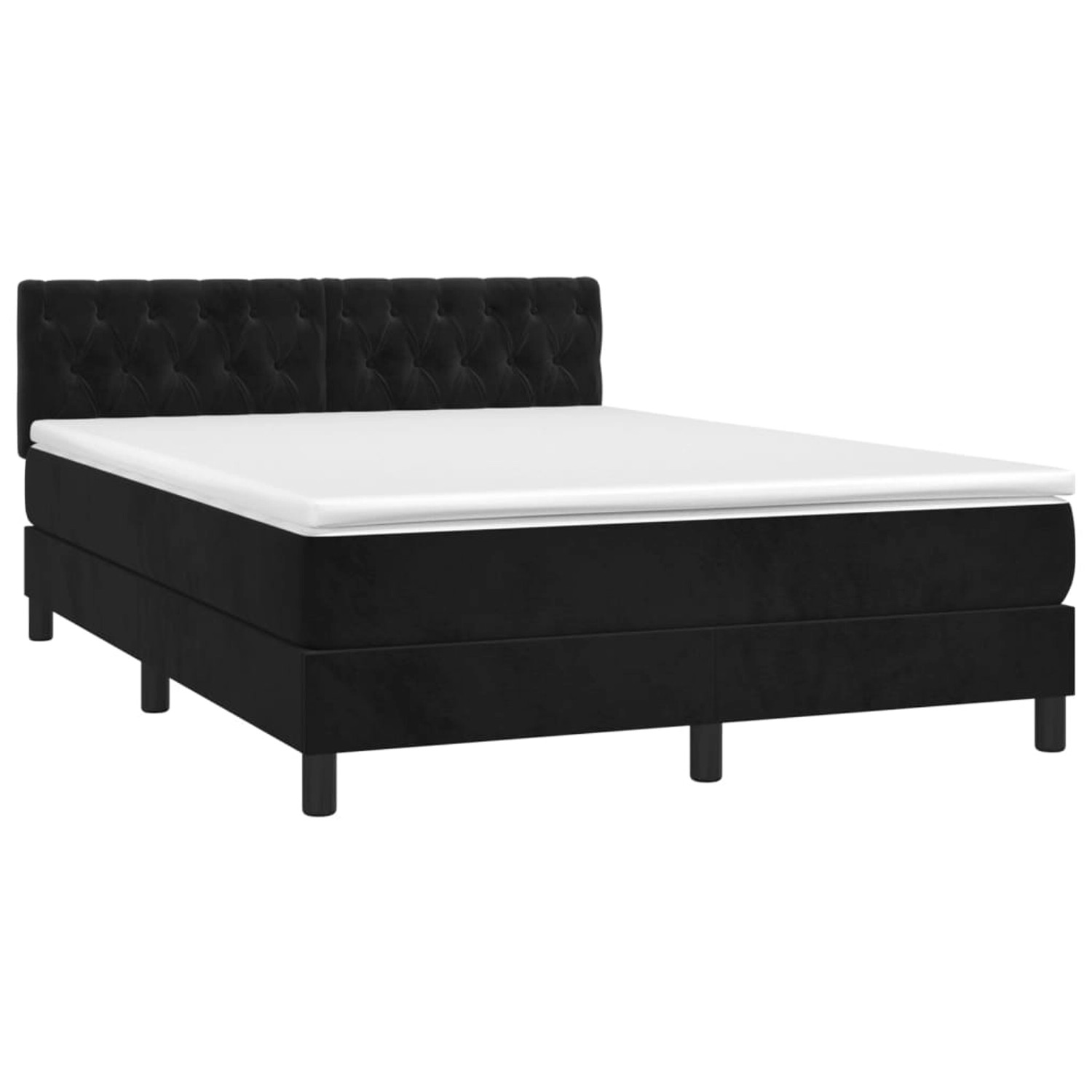 vidaXL Boxspringbett mit Matratze & LED Schwarz 140x200 cm Samt 3134587 günstig online kaufen