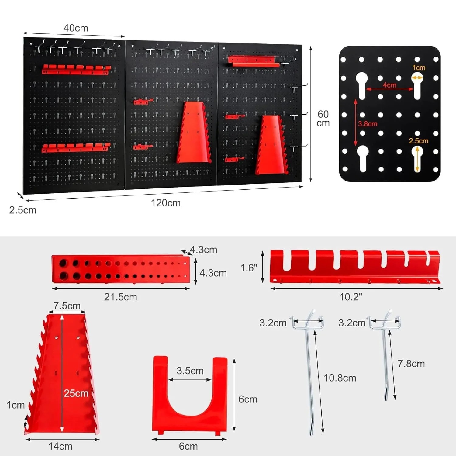 Costway Werkzeugwand Inkl. 28-Teiligem Regal-Set 3 Lochplatten_6
