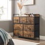 Songmics Kommode mit 7 Stoffschubladen in Braun-Schwarz. Wohnzimmerschrank mit rustikalem Design.