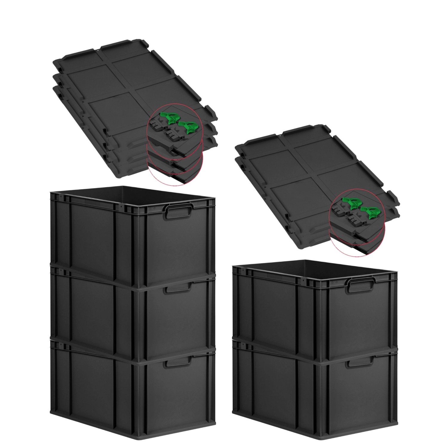 PROREGAL SuperSparSet 5x Eurobox Nextgen Grip Mit Scharnierdeckel Und Grüne günstig online kaufen