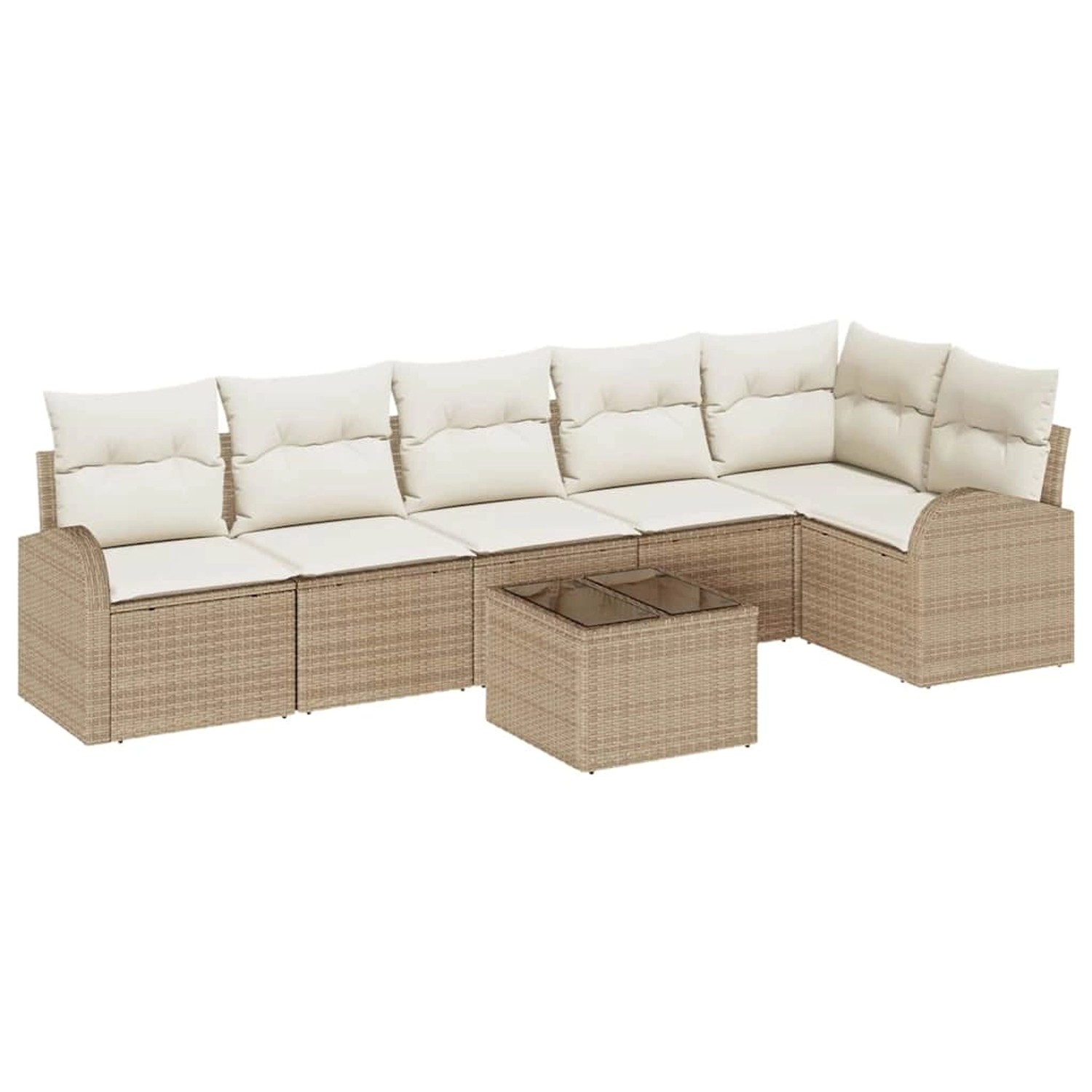 vidaXL Garten-Sofa-Set mit Kissen 7-Tlg Beige Poly Rattan 3346071 günstig online kaufen