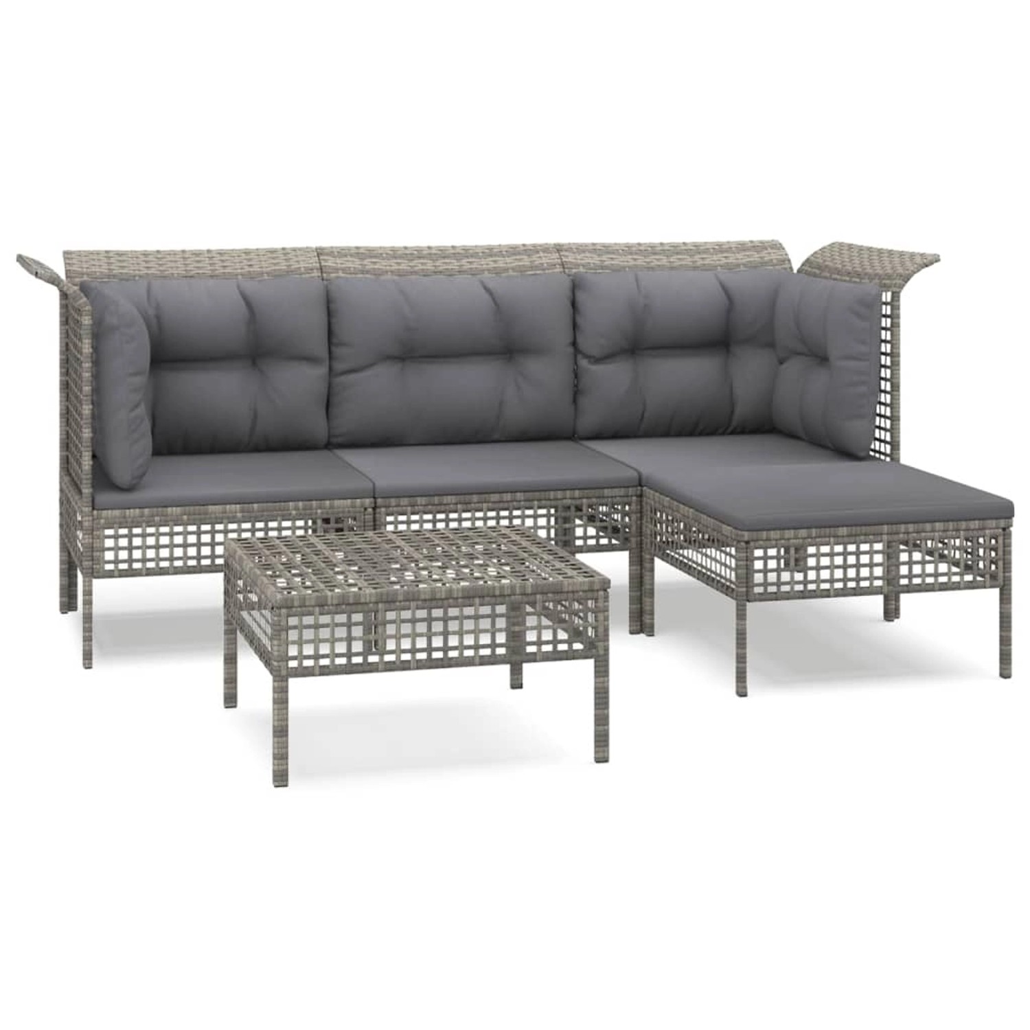 vidaXL 5-tlg Garten-Lounge-Set mit Kissen Grau Poly Rattan Modell 50 günstig online kaufen