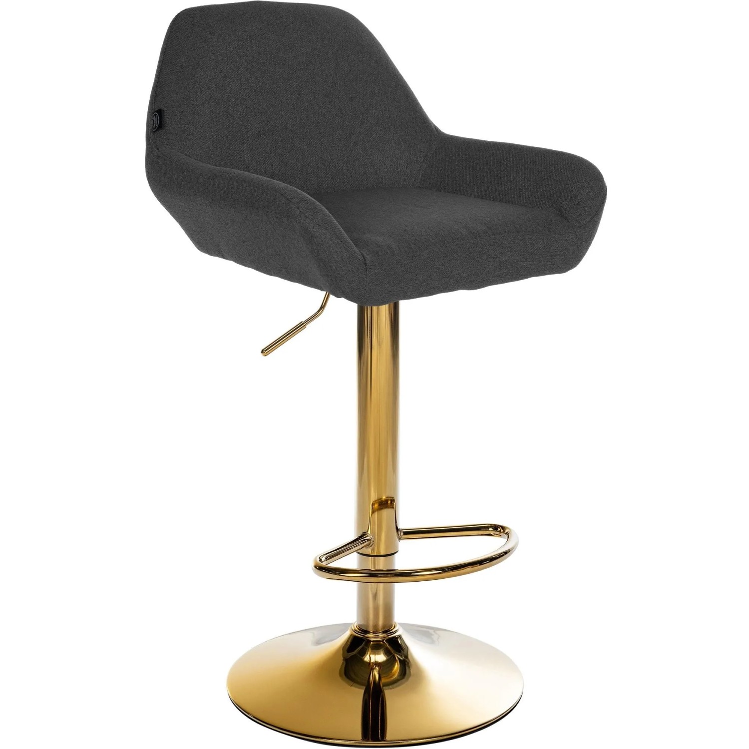 DELUKE Barhocker BIKEL Stoff Schwarz 51x52x89cm Gold Barstuhl Höhenverstellbar Mit Lehne Drehbar Tresenhocker Tresenstuhl