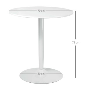 Weißer runder HOMCOM Esstisch mit Stahlbein, Ø70x75 cm. Moderner Küchentisch für 2 Personen mit rutschfester Basis.