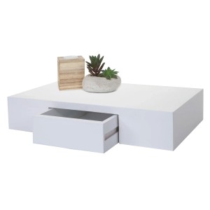 Weißes MCW Wandregal Cher mit Schublade, 8x40x25cm, Landhausstil.