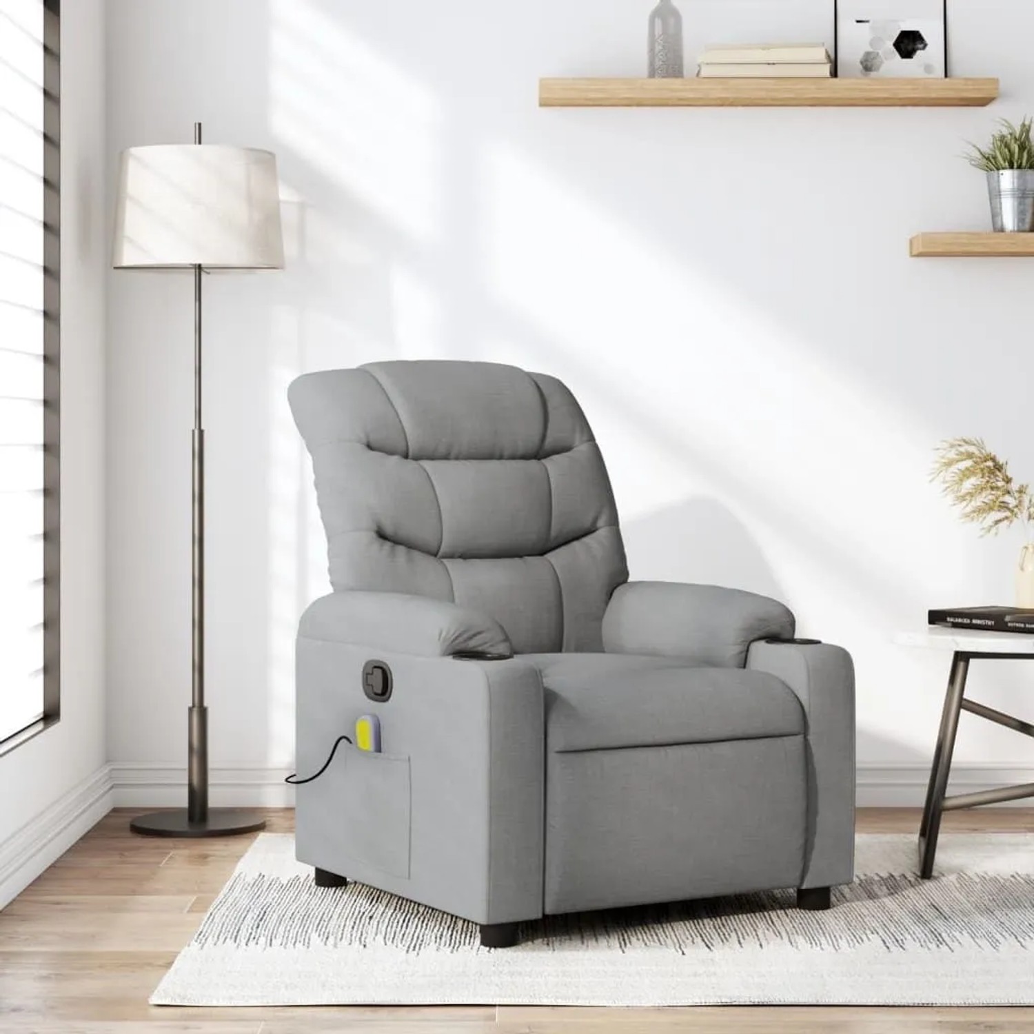 vidaXL Massage-Relaxsessel Hellgrauer Stoff 3206915_2