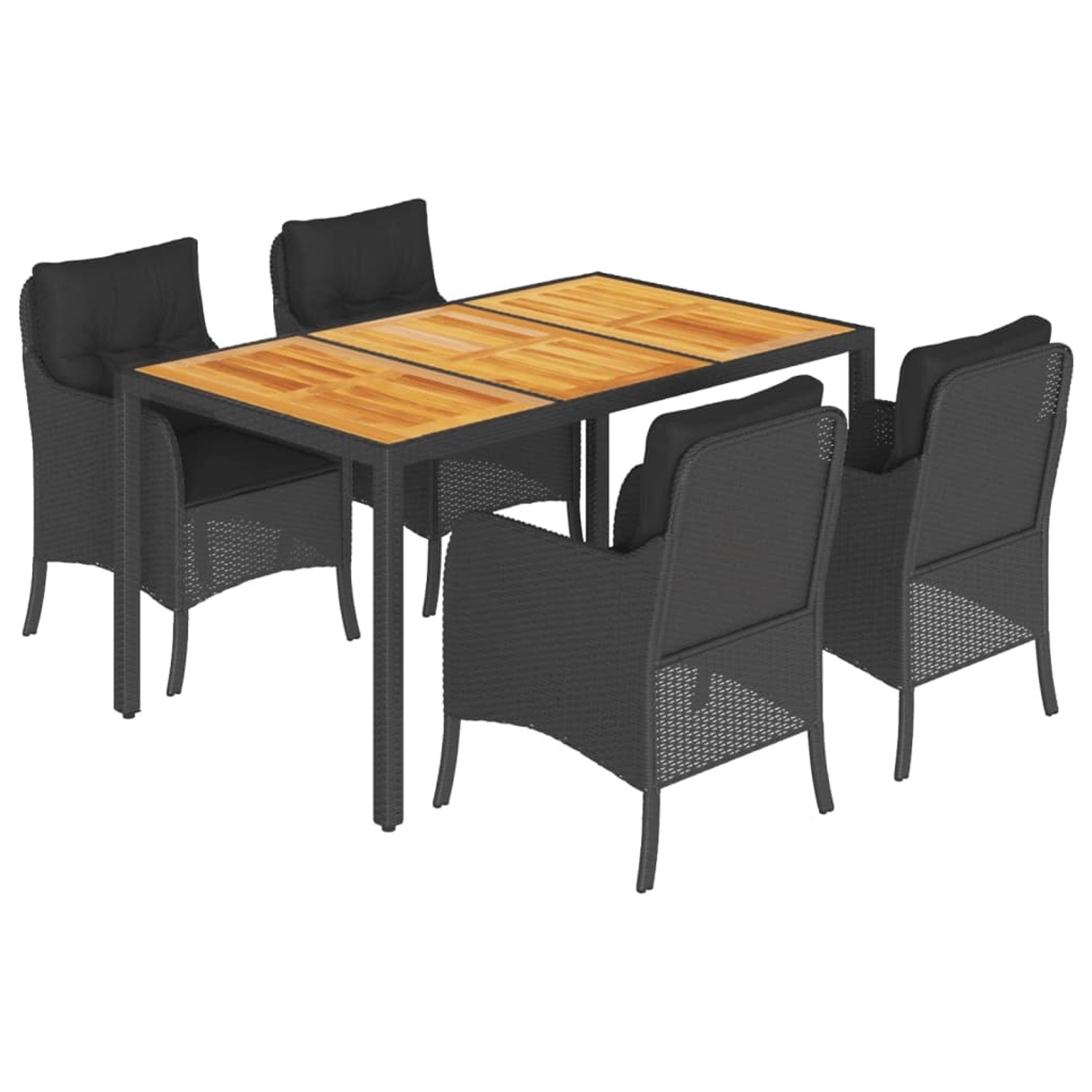 vidaXL 5-Tlg Garten-Essgruppe mit Kissen Schwarz Poly Rattan 3211868 günstig online kaufen