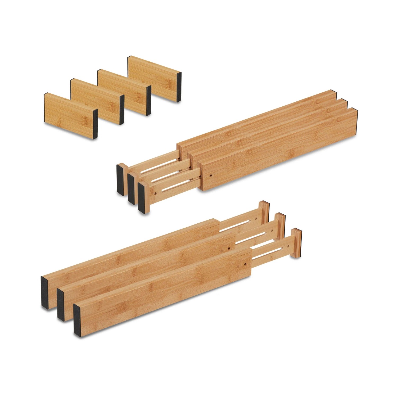 Relaxdays Schubladentrenner Set Bambus Natur Verstellbar 43,5 cm x 6 cm x 2 cm