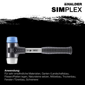Halder Simplex Schonhammer Ø 40 mm TPE-soft Blau   Superplastik mit Verstärktem Tempergussgehäuse und FiberglasStiel