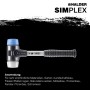 Halder Simplex Schonhammer Ø 40 mm TPE-soft Blau   Superplastik mit Verstärktem Tempergussgehäuse und FiberglasStiel_3