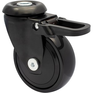 Schwarze Wagner Design-Lenkrolle 3C mit Feststeller, 75 kg Tragkraft und 7,5 cm Durchmesser.