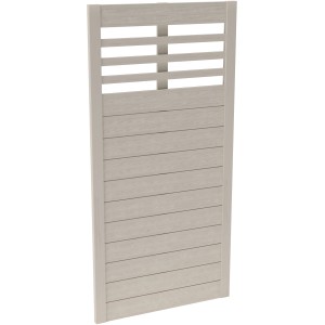 Lackiertes Sichtschutzzaun-Element Soho Cream, 180x90cm, mit Latten-Ornament im oberen Bereich.