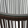 Detailansicht: Braunes Rattan Bistro-Set Tischplatte aus Glas. Gartenmöbel für Balkon und Terrasse.