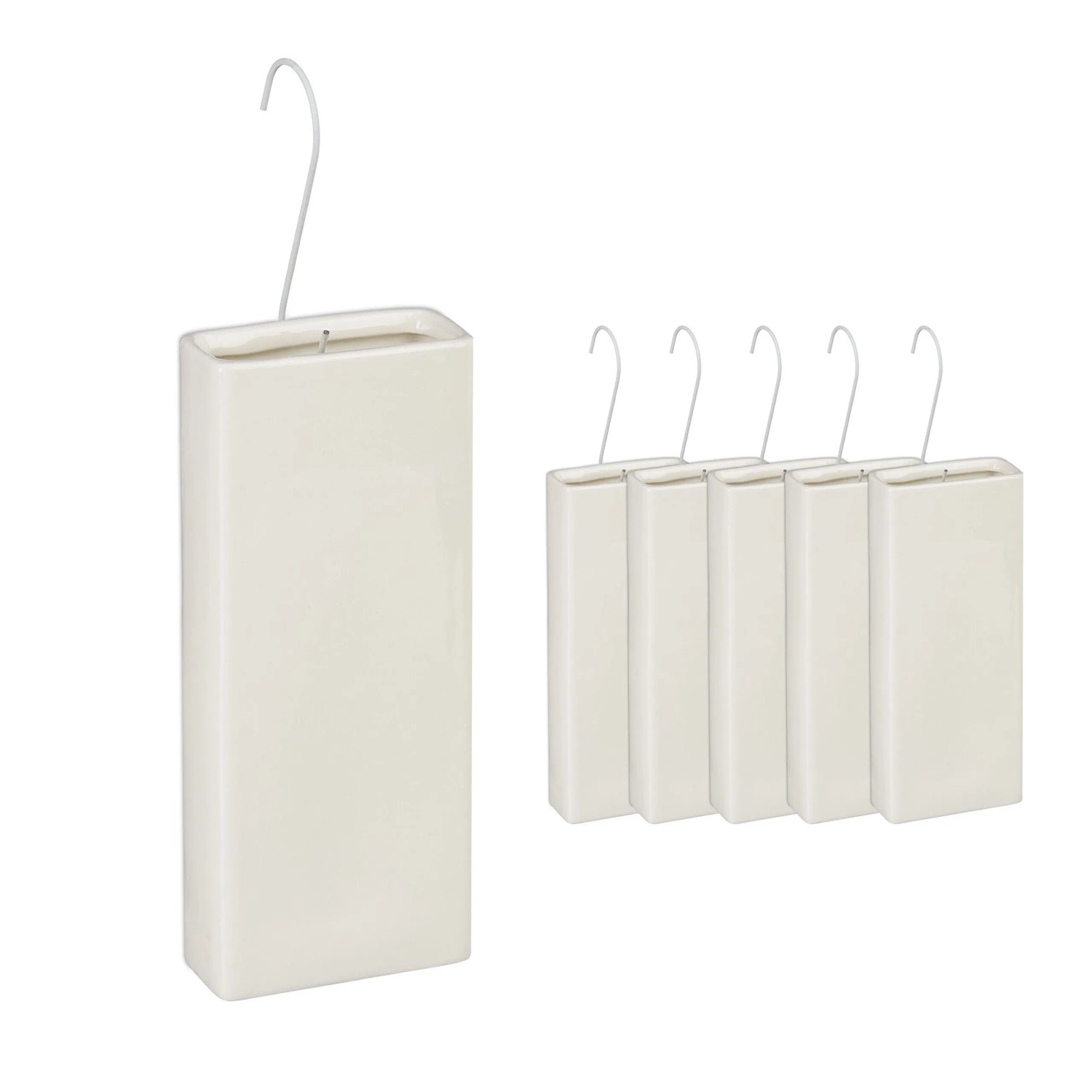 Relaxdays Heizkörperluftbefeuchter Keramik Eisen Creme 6er Set 20 Cm X 9 Cm X 4 Cm