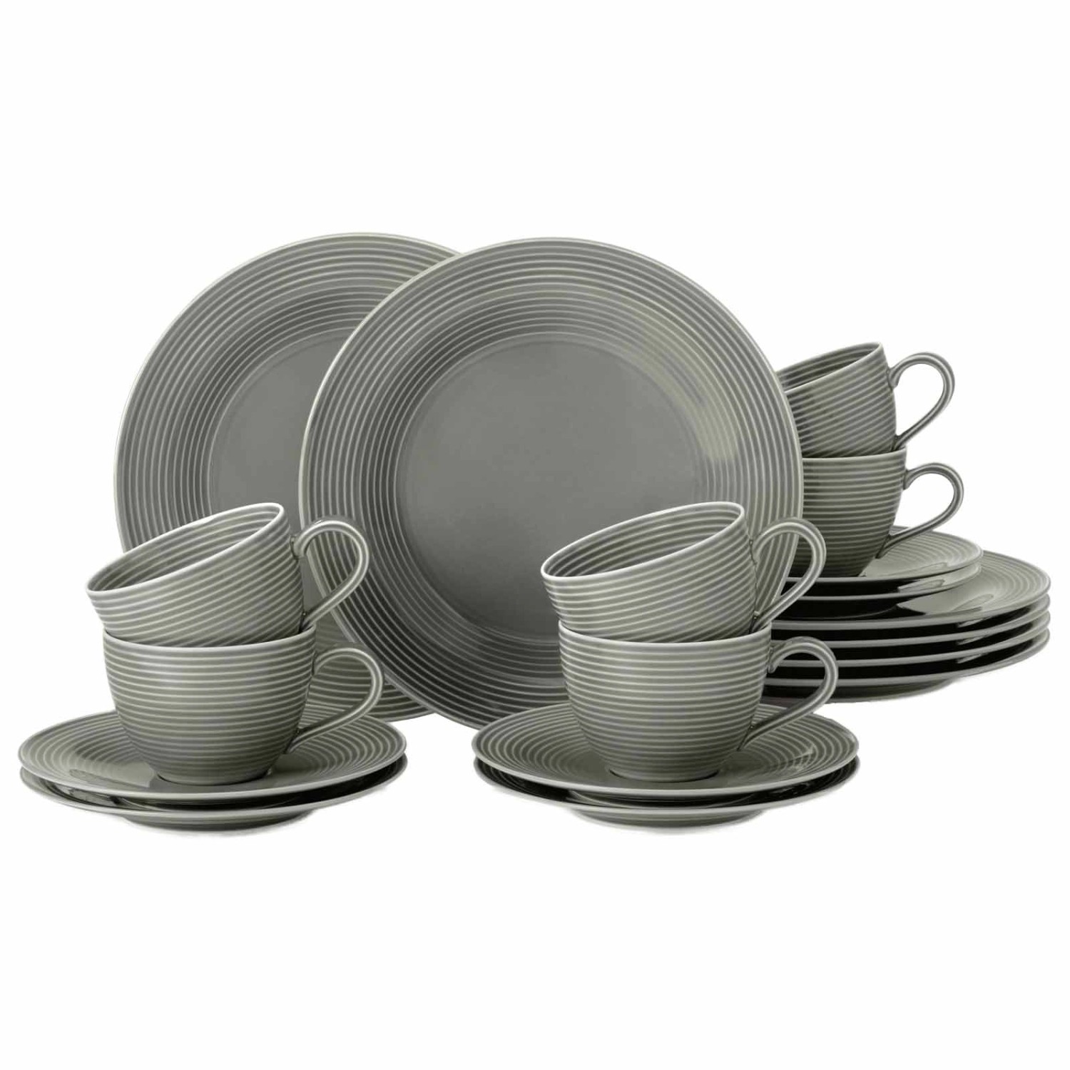 Seltmann Weiden Beat Coor Glaze Kaffeeservice 18-teilig Perlgrau