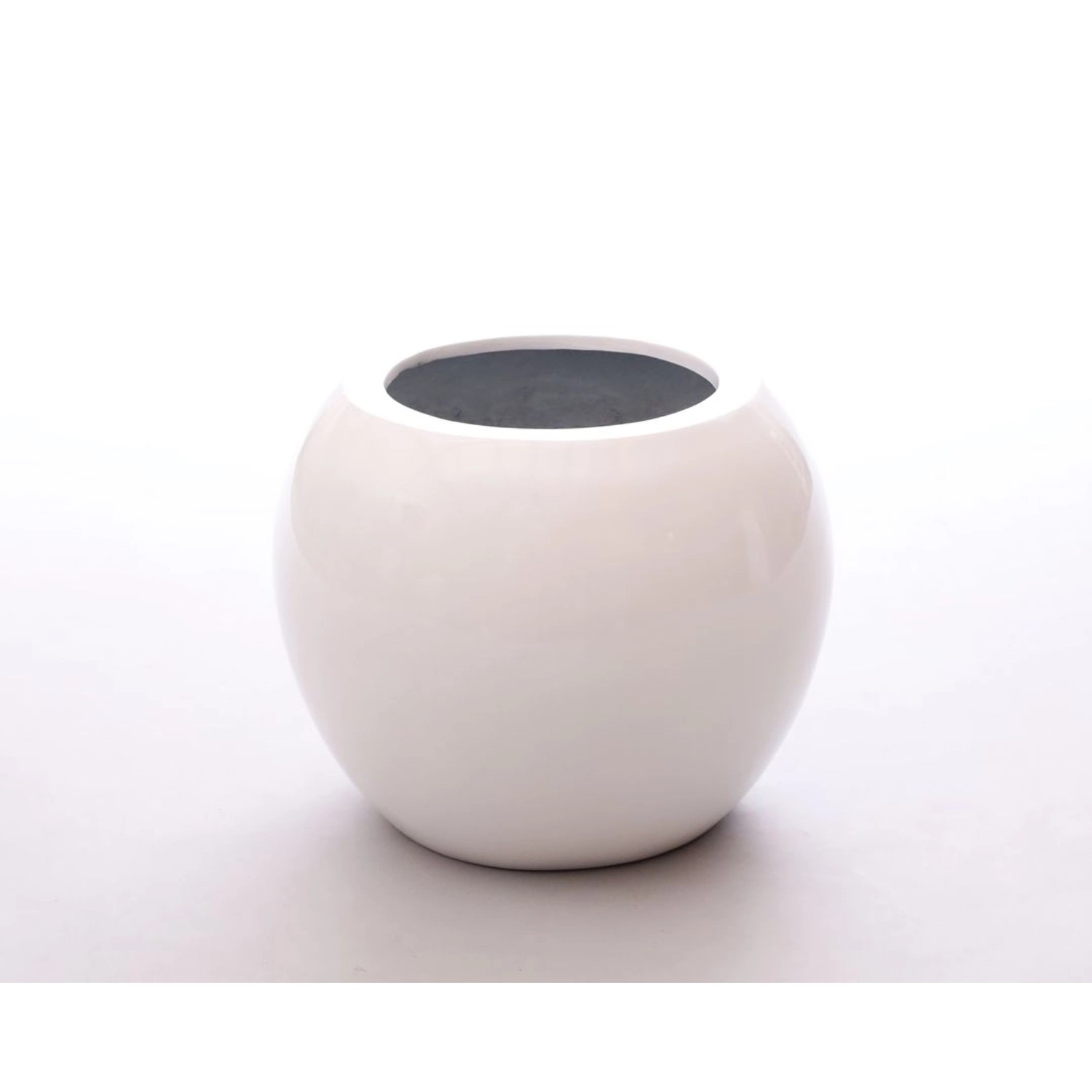 Elegant Einrichten Pflanzkübel Fiberglas Ball D40xH32cm Hochglanz-Weiß günstig online kaufen