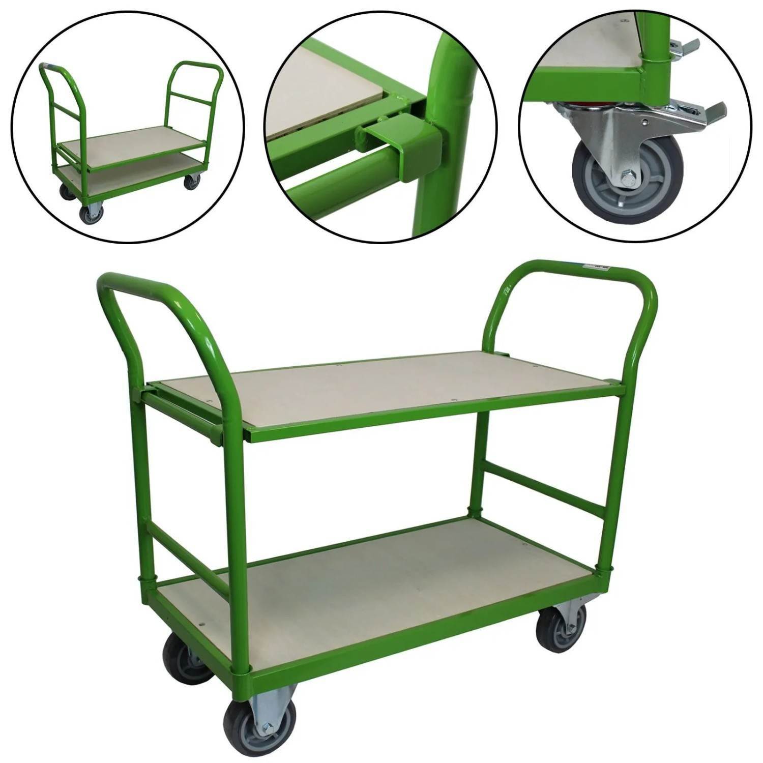 TRUTZHOLM Profi Etagenwagen 250 kg 2 Etagen Höhenverstellbar