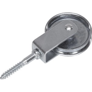 Vogelrolle 50 mm aus verzinktem Stahl mit Schraube zur Seilumlenkung.