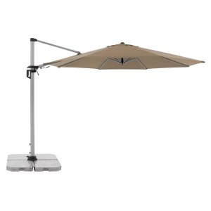 Doppler Ampelschirm Active, Ø 372 cm, Greige, mit Kurbel. Sonnenschirm für Garten und Balkon.