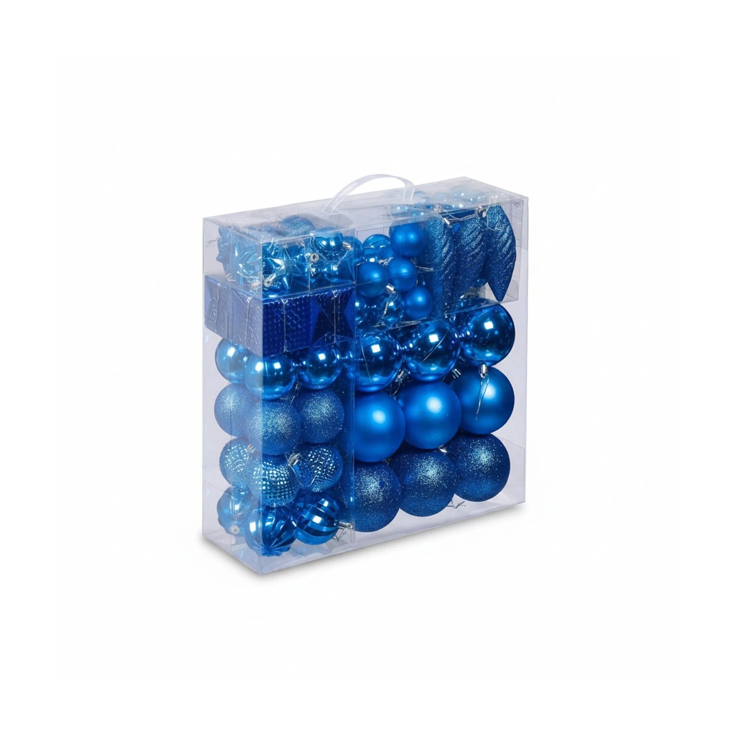 Relaxdays Weihnachtskugeln Kunststoff Blau 110er Set Bruchsicher 36 cm x 36 cm x 12 cm