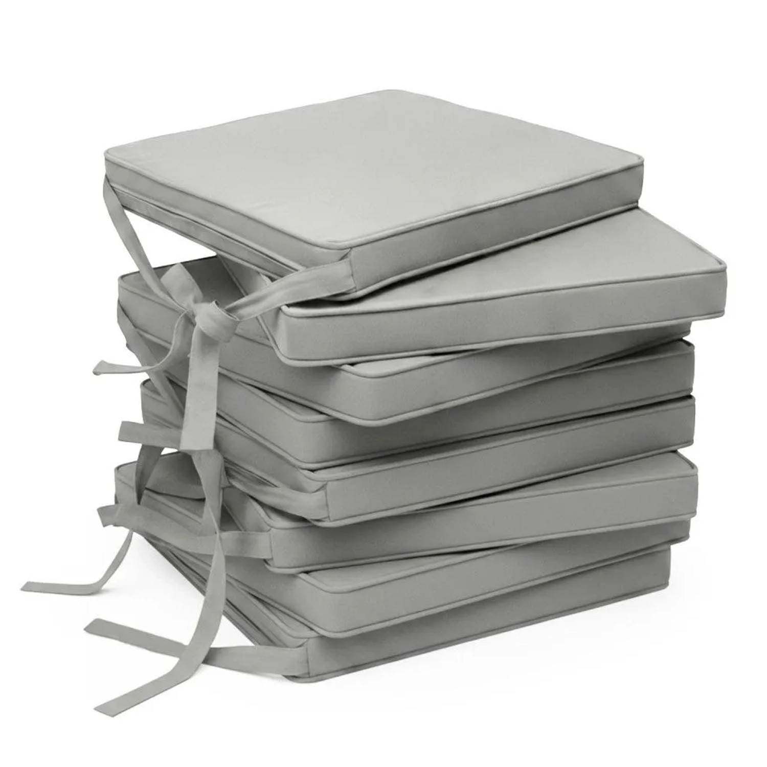 Beautissu 8er Set Loft SK Stuhlkissen 45x40 cm mit Bändern Rutschfest Hellgrau