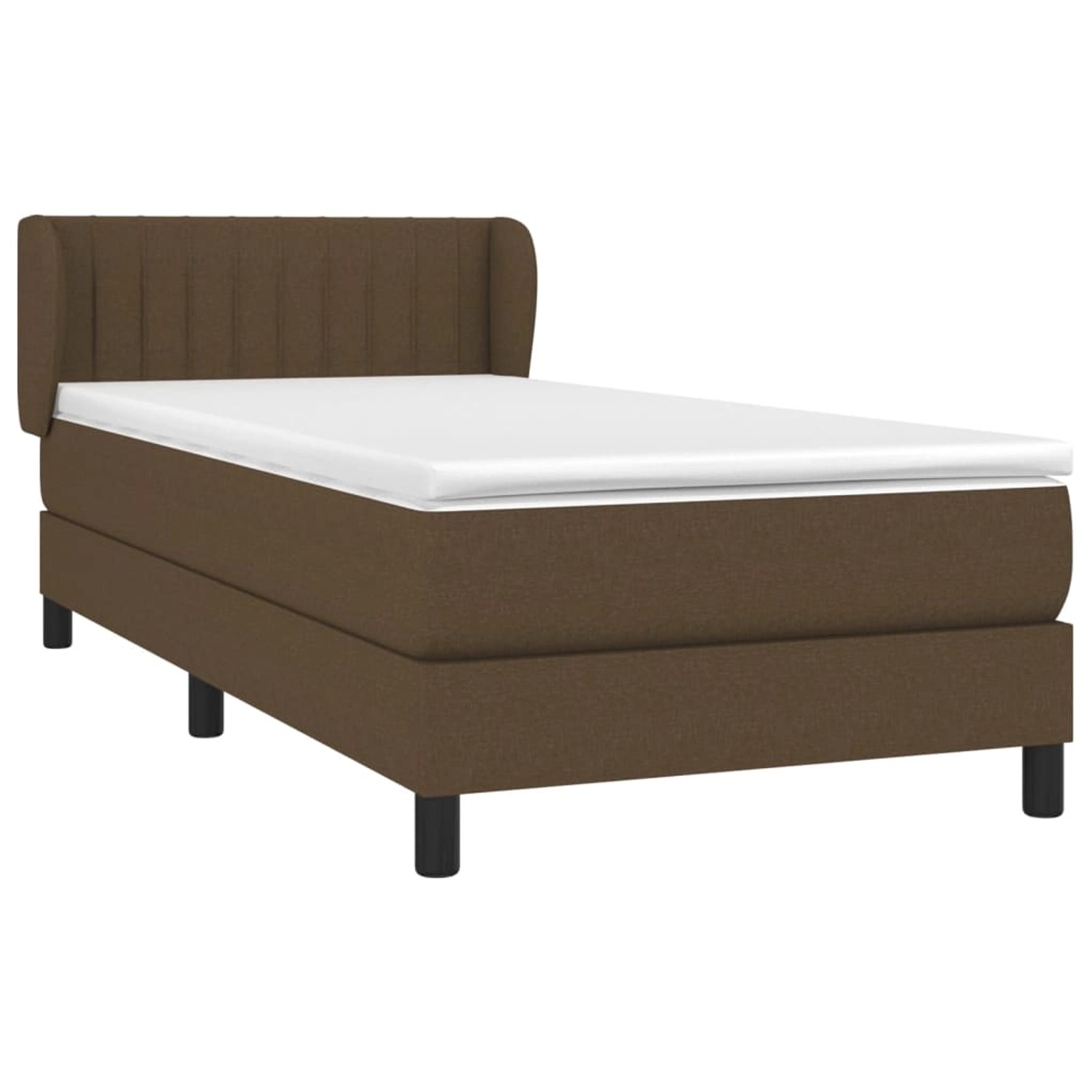 Dunkelbraunes vidaXL Boxspringbett 100x200 cm mit Matratze und Kopfteil.