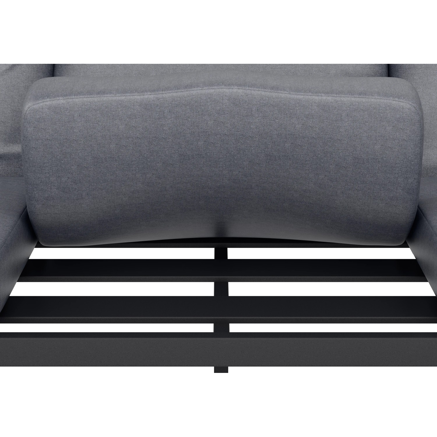 Detailaufnahme: Graues Kissen und anthrazitfarbenes Gestell des Lounge-Sets Tamworth.