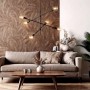 Wohnzimmer mit Newroom Vliestapete Savina Bronze Palmen, Struktur und Natur Design.