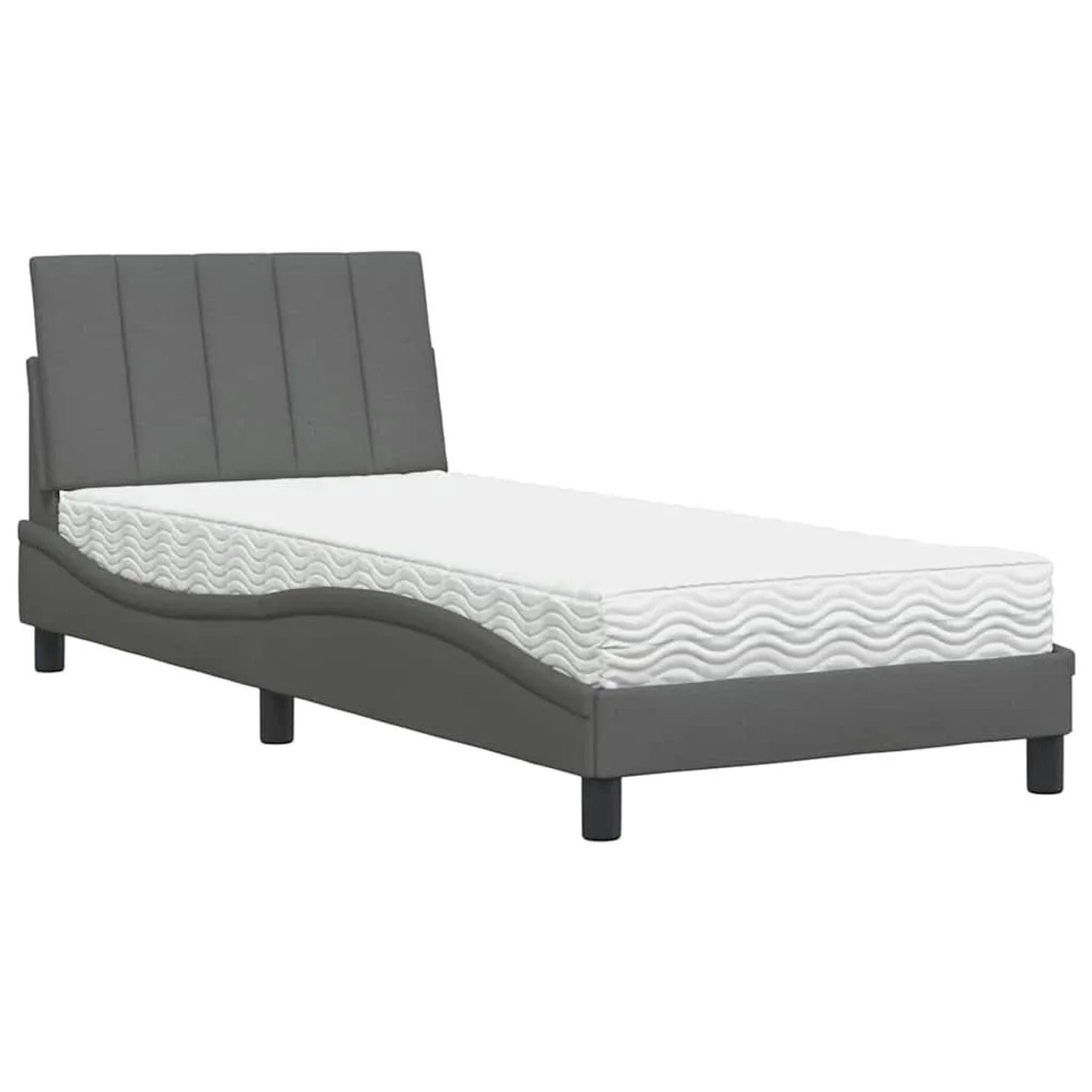 vidaXL Bett mit Matratze Dunkelgrau 80x200 cm Stoff 3310490