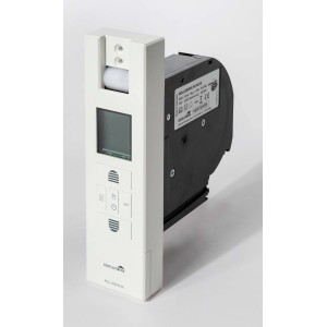 Schellenberg RolloDrive 65 Plus Rollladenantrieb mit Display und schwarzem Wickler.