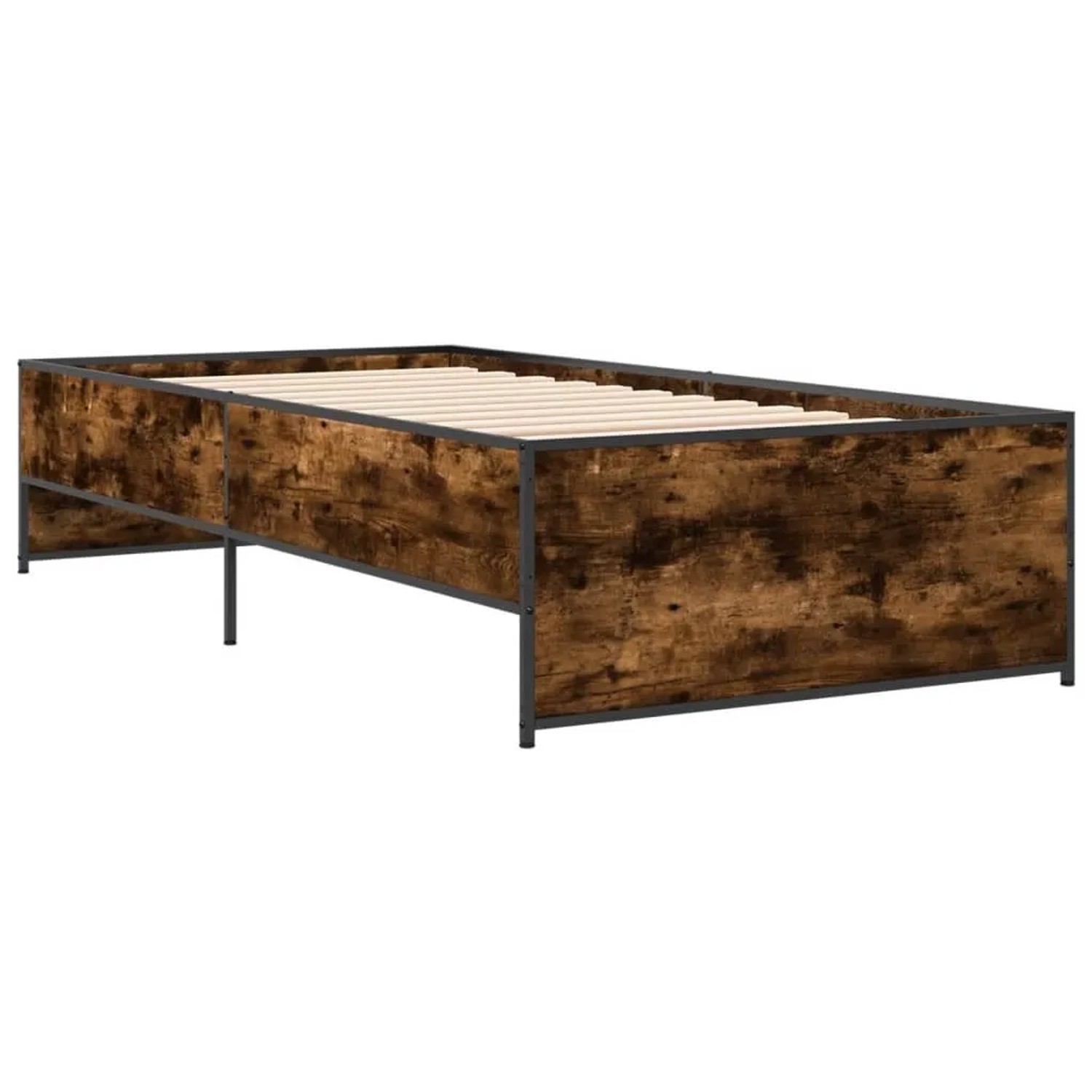 vidaXL Bettgestell Räuchereiche 75x190 cm Holzwerkstoff und Metall 845253 günstig online kaufen