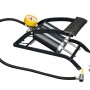CMI Fußluftpumpe mit Doppelzylinder, Manometer und Adaptern für Auto, Fahrrad und Bälle.