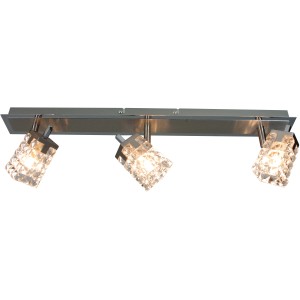 Näve Loreley Halogen-Spot mit 3 Leuchten, Chrom-Metall, klare Glas-Kristalle.
