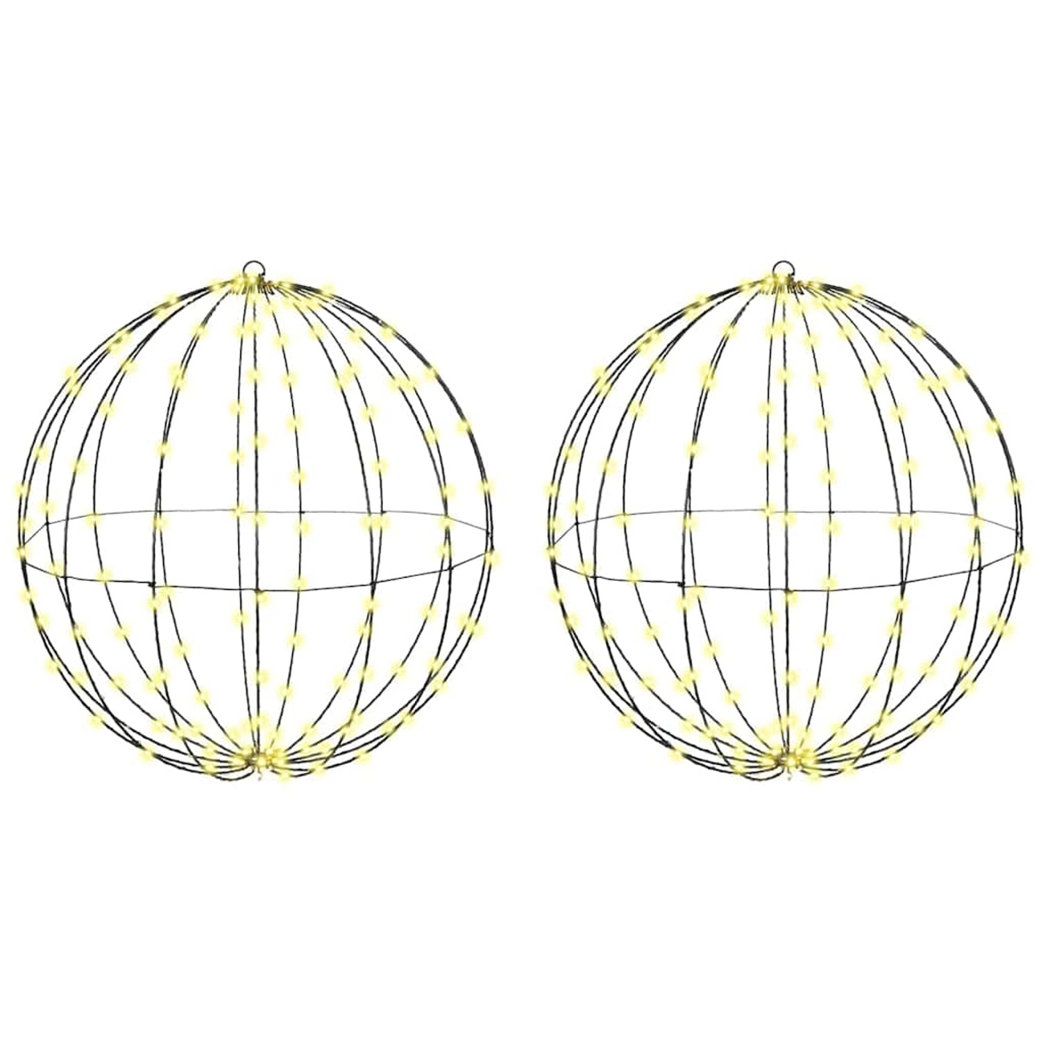 vidaXL Ball mit 384 LEDs 2 Stk Warmweiß 60 cm Metall 42019112