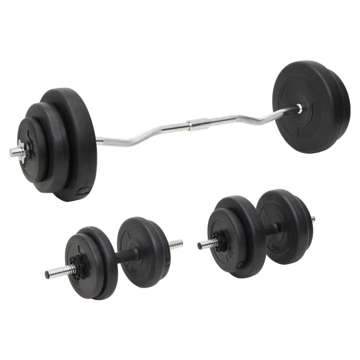 vidaXL Langhantel und Kurzhantel mit Gewichten 60 kg 3145025