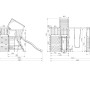 Skizze des Spielturms Funky Combo DREAMLAND MONSTER mit Maßen für Planung und Aufbau.
