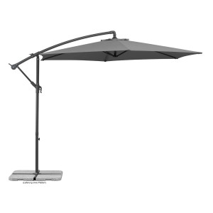 Anthrazitfarbener Schneider Ampelschirm, Ø 300 cm, mit Neigungsfunktion und stabilem Standfuß.